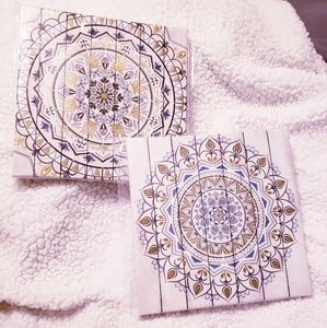 2 Canvas Art Pieces: Gold, Blue and White. NWT